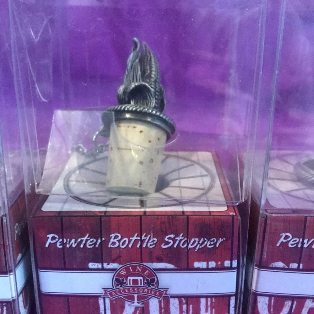 NWT Epic Set of 4 pewter corn husk wine bottle stopper Farmers market collection
